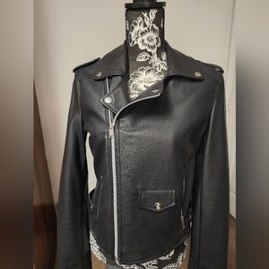 CoffeShop Vegan Leather Moto Jacket